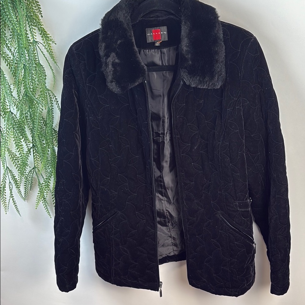 Designer Black Bomber Jacket with Faux Fur Collar